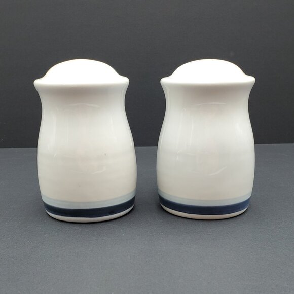 Pfaltzgraff Sky Stovetop Shakers Denim Blue Bands Handled Salt & Pepper Shakers - Picture 2 of 10